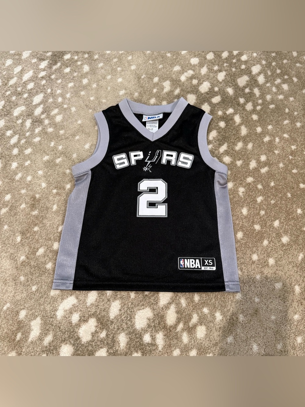 NBA San Antonio Spurs #2 Black & Gray Kids Basketball Jersey. Size XS 4/5